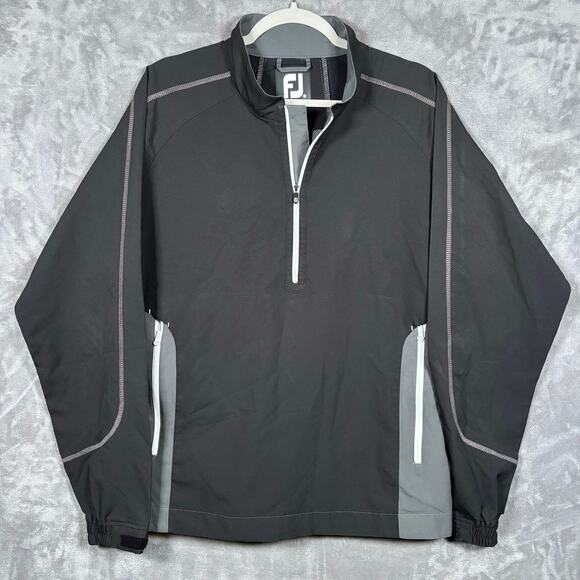 FootJoy Black Gray 1/4 Zip Golf Pullover Jacket Men’s Medium - Picture 1 of 6